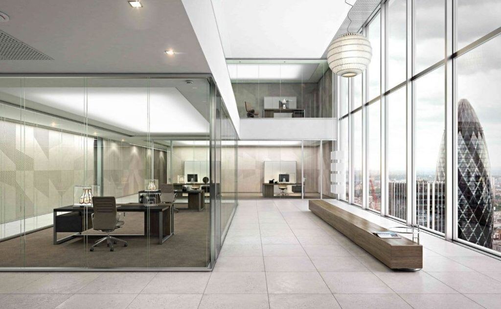 executive suite with glass operable walls