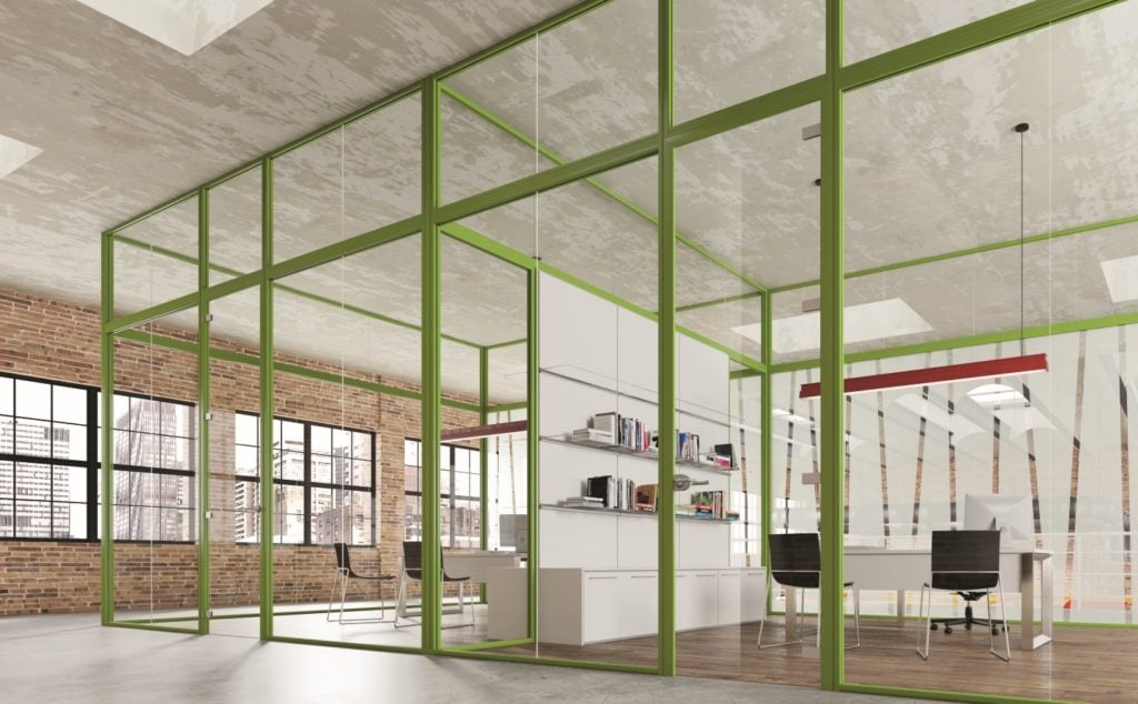 open floor plan office with operable walls